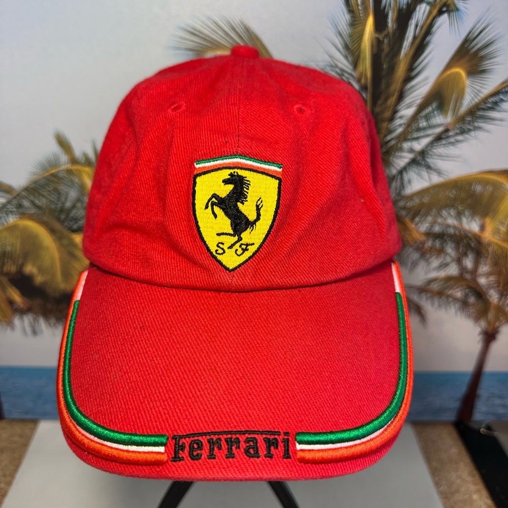 Rare Official Ferrari Red Cap Hat Embroidered Logo ONE SIZE AUTHENTIC